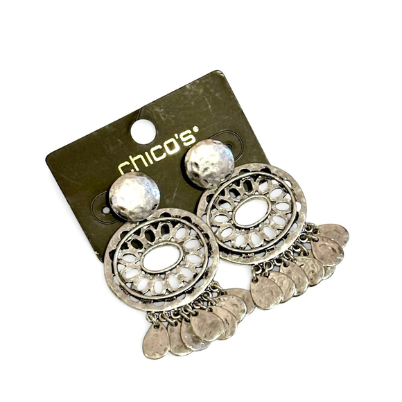 Chico's Jewelry - Chico's Silver Filigree Fringe Statement Earrings NWT